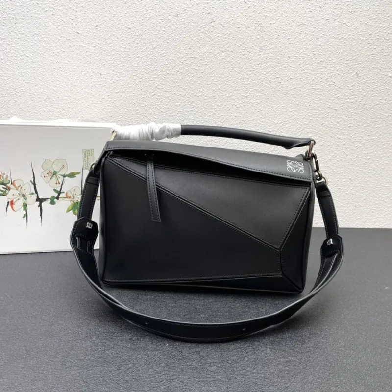 Loewe Black Leather Puzzle Handbag
