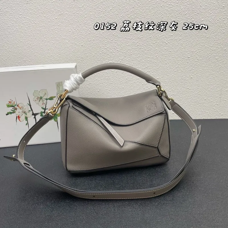 Alternative view of Loewe Grained Leather Puzzle Handbag Dark Gray 25cm