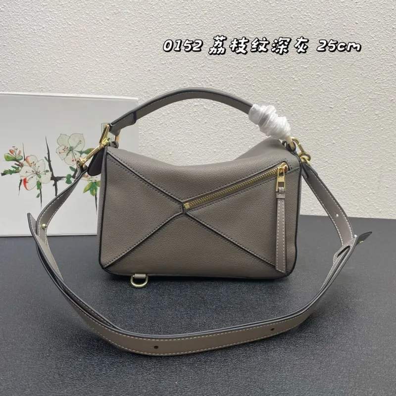 Loewe Grained Leather Puzzle Handbag Dark Gray 25cm - Image 3