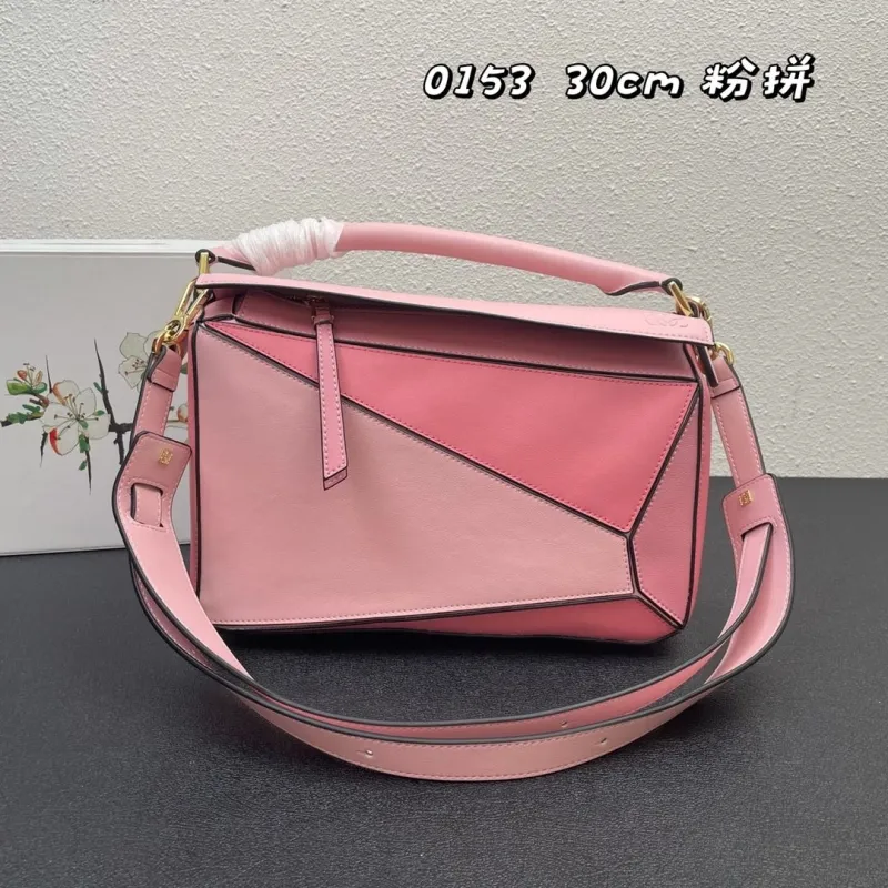Loewe 0153 30cm Pink Puzzle Shoulder Bag