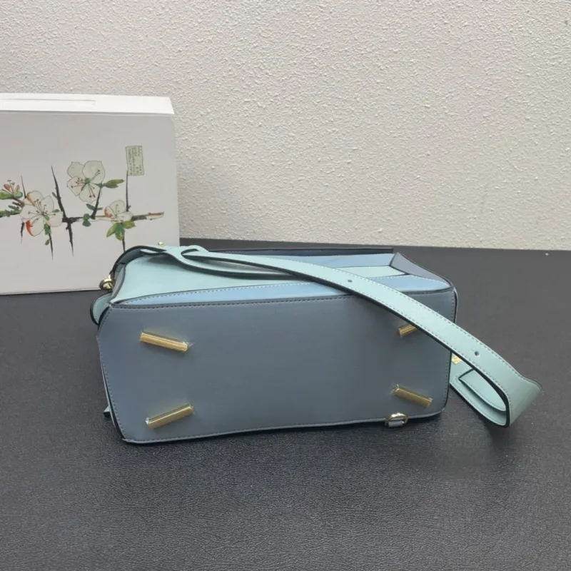 Loewe 0153 30cm Blue Patchwork Puzzle Bag - Image 7
