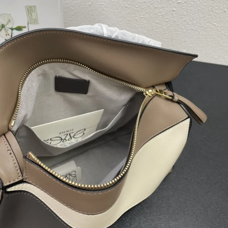 Loewe 0153 30cm Khaki Patchwork Handbag - Image 8