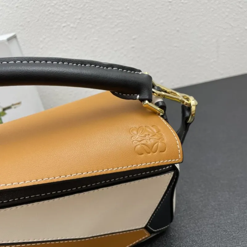 Loewe 0153 Brown White Black Puzzle Handbag 30cm - Image 5