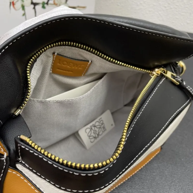 Loewe 0153 Brown White Black Puzzle Handbag 30cm - Image 8