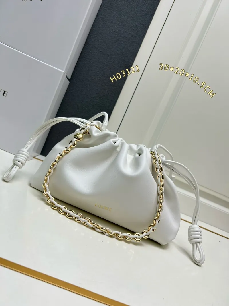 LOEWE White Drawstring Bucket Bag H03121