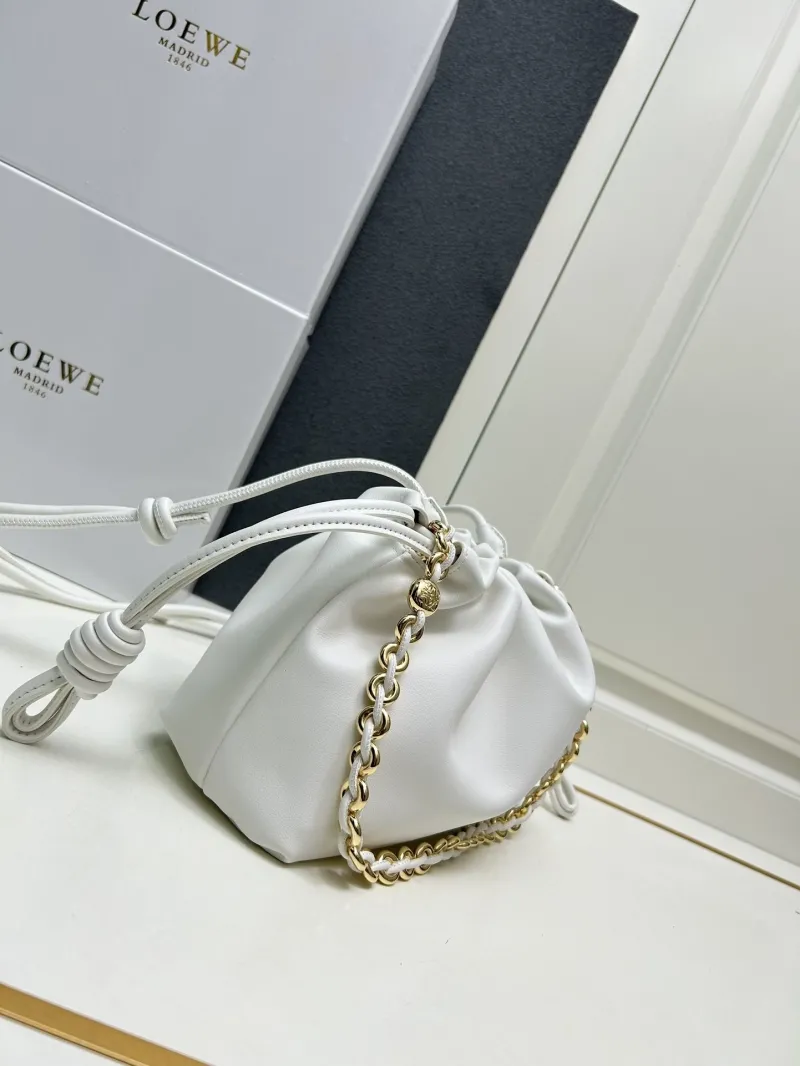 LOEWE White Drawstring Bucket Bag H03121 - Image 3