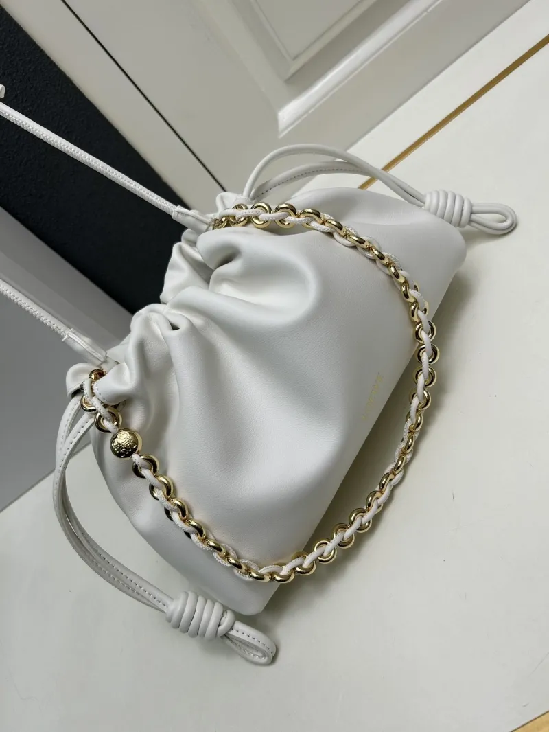 LOEWE White Drawstring Bucket Bag H03121 - Image 4