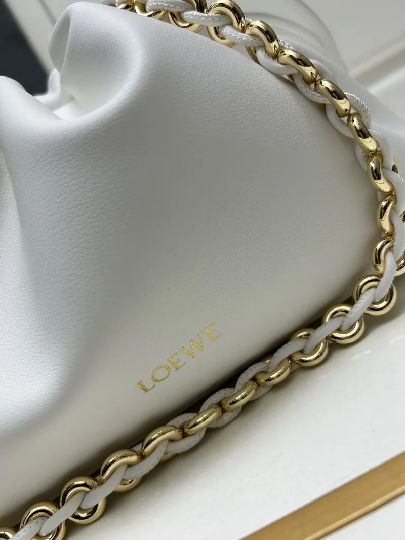 LOEWE White Drawstring Bucket Bag H03121 - Image 6