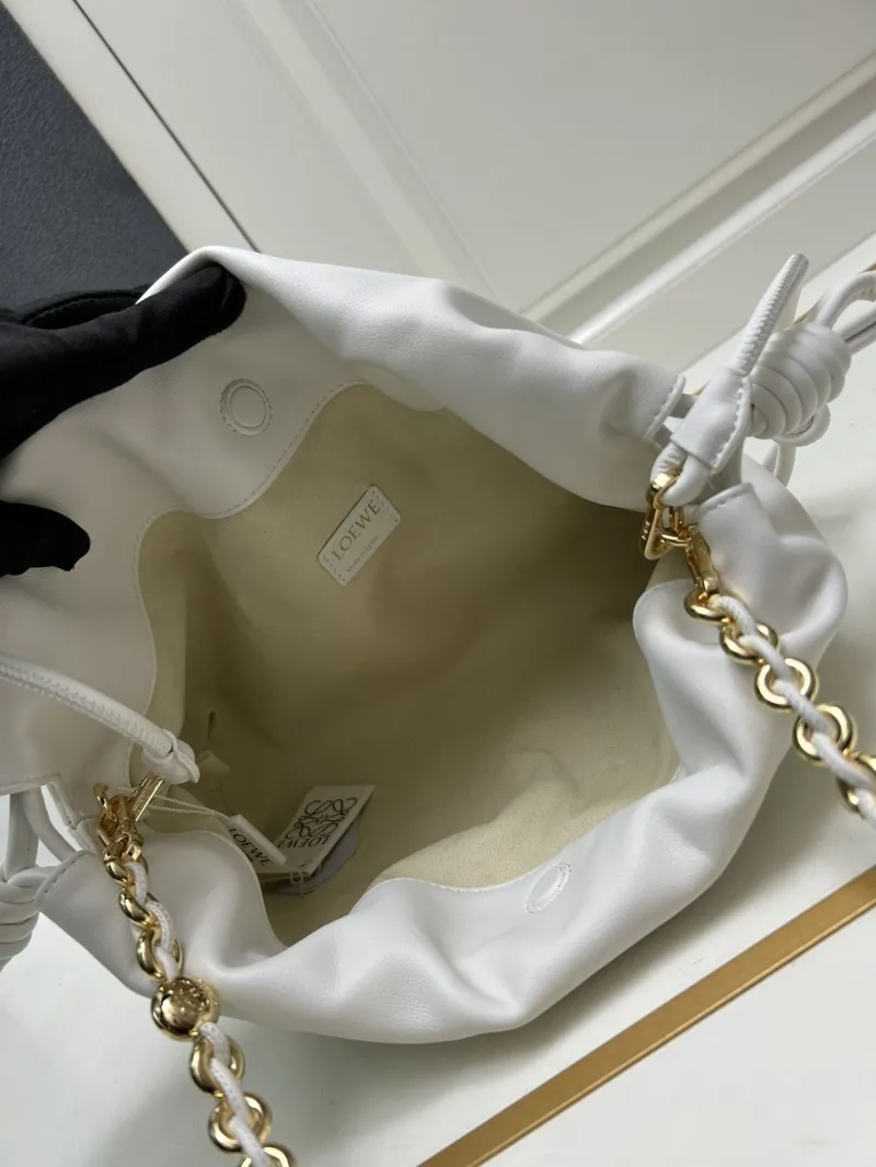 LOEWE White Drawstring Bucket Bag H03121 - Image 9
