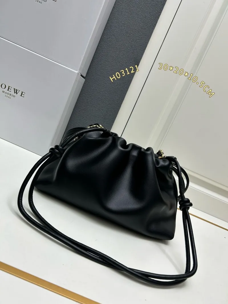 Alternative view of LOEWE Black Chain Drawstring Shoulder Bag H03121