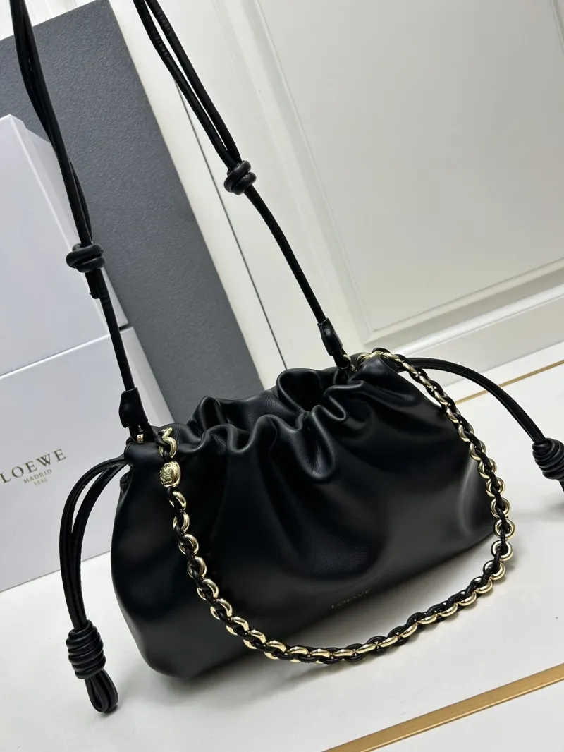 LOEWE Black Chain Drawstring Shoulder Bag H03121 - Image 6
