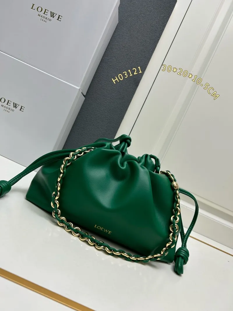 LOEWE Green Drawstring Bucket Bag H03121