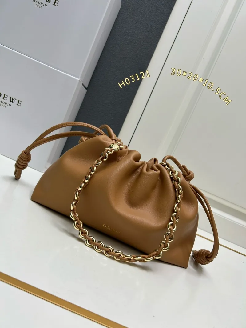 LOEWE H03121 Brown Drawstring Bucket Bag