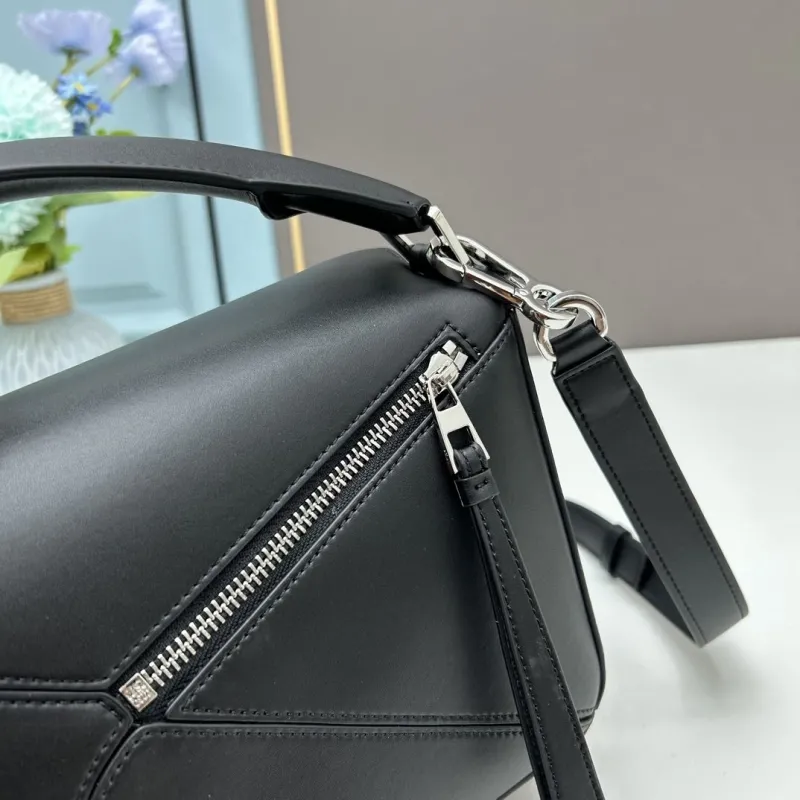 Loewe Small Black Leather Crossbody Handbag 24cm - Image 4