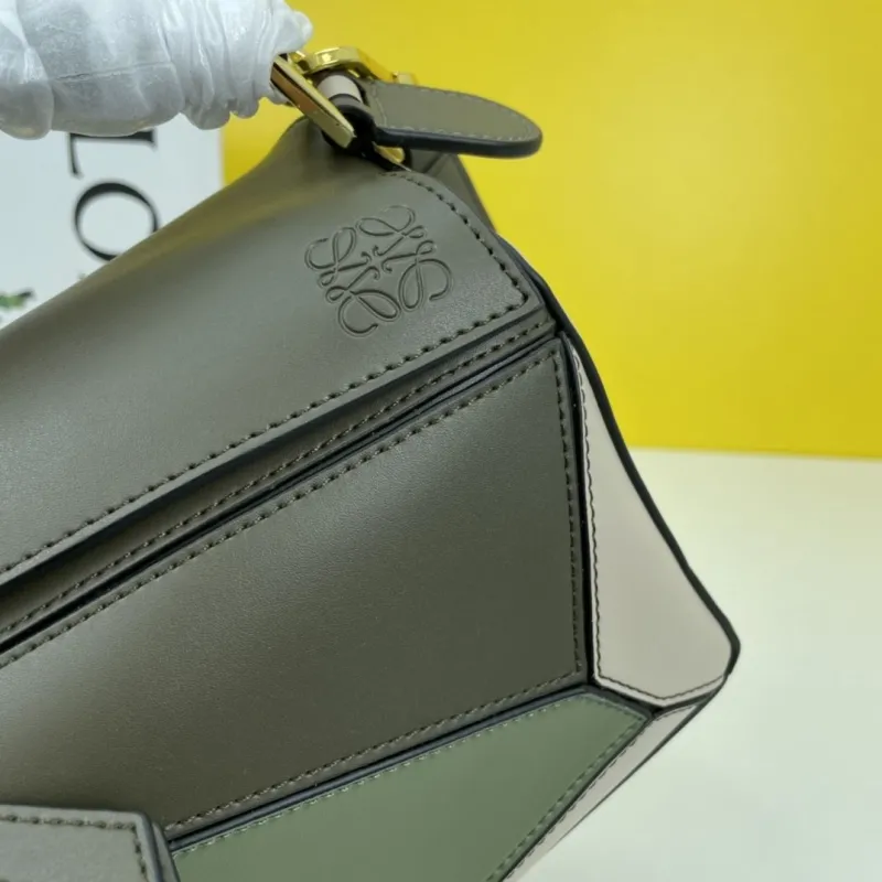 LOEWE Small Olive Green Puzzle Crossbody Bag - Image 5