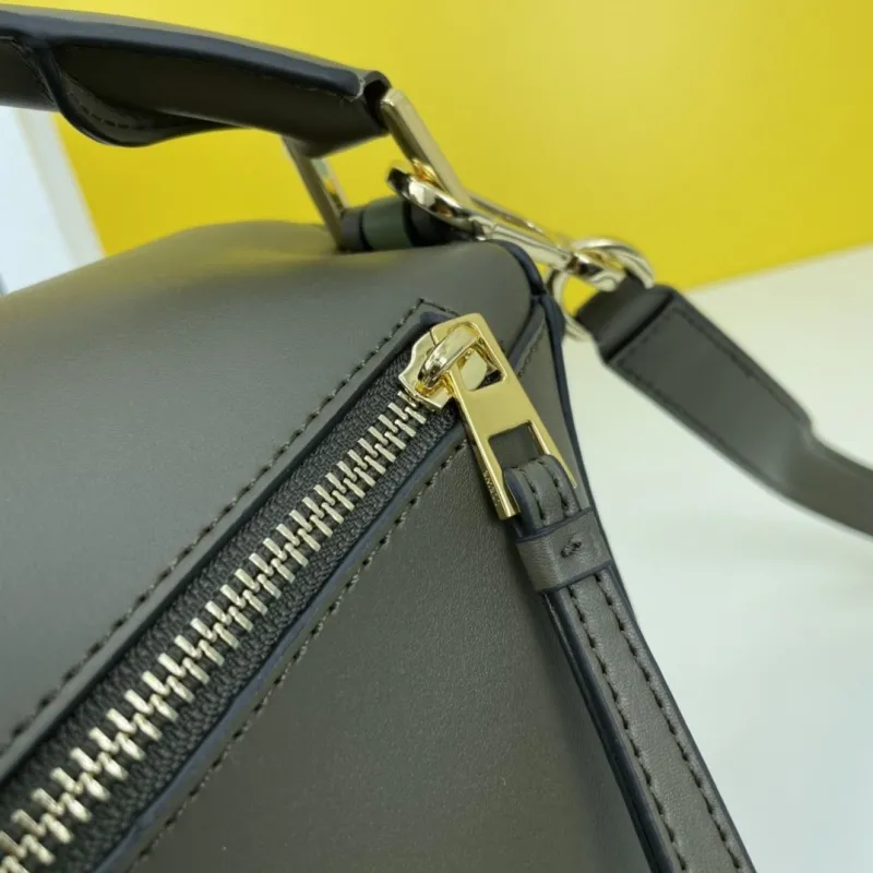 LOEWE Small Olive Green Puzzle Crossbody Bag - Image 6