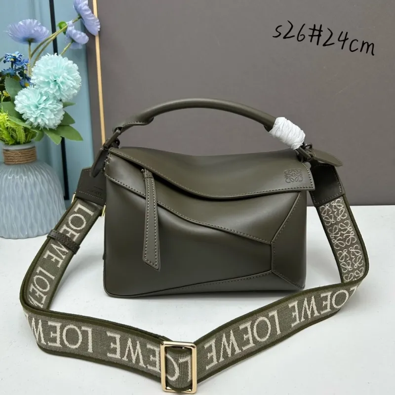 LOEWE Olive Green Puzzle Crossbody Bag 24cm
