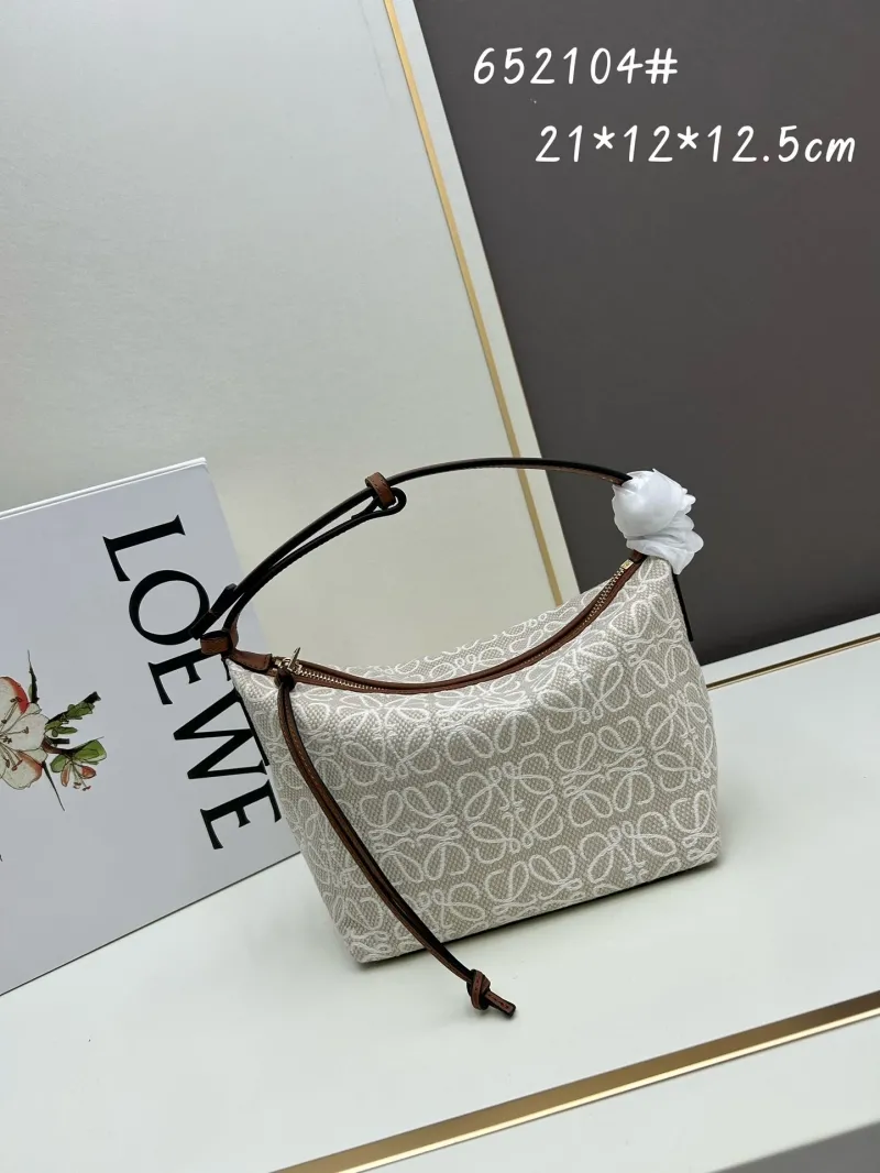 Beige LOEWE Anagram Hobo Shoulder Bag 652104