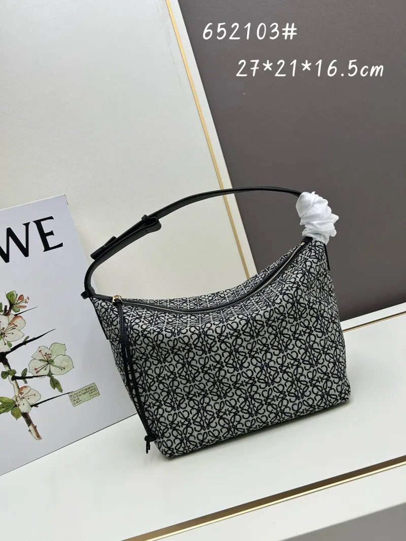 Loewe 652103 Black Monogram Hobo Bag