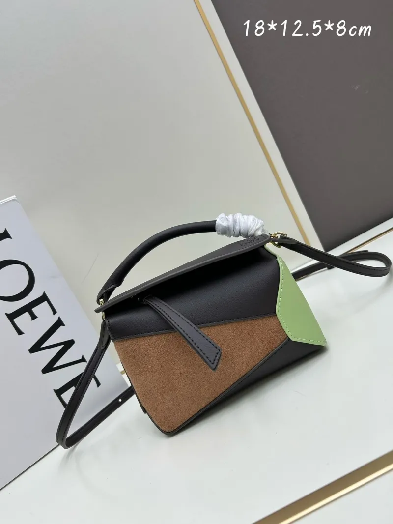 Loewe Mini Crossbody Bag Dark Brown Green Suede