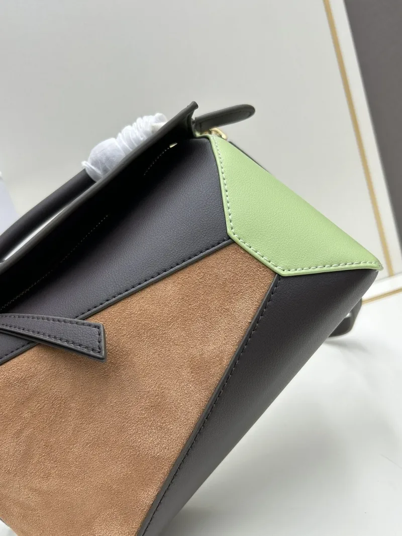 Loewe Puzzle Shoulder Bag 24cm Brown Green Suede - Image 6