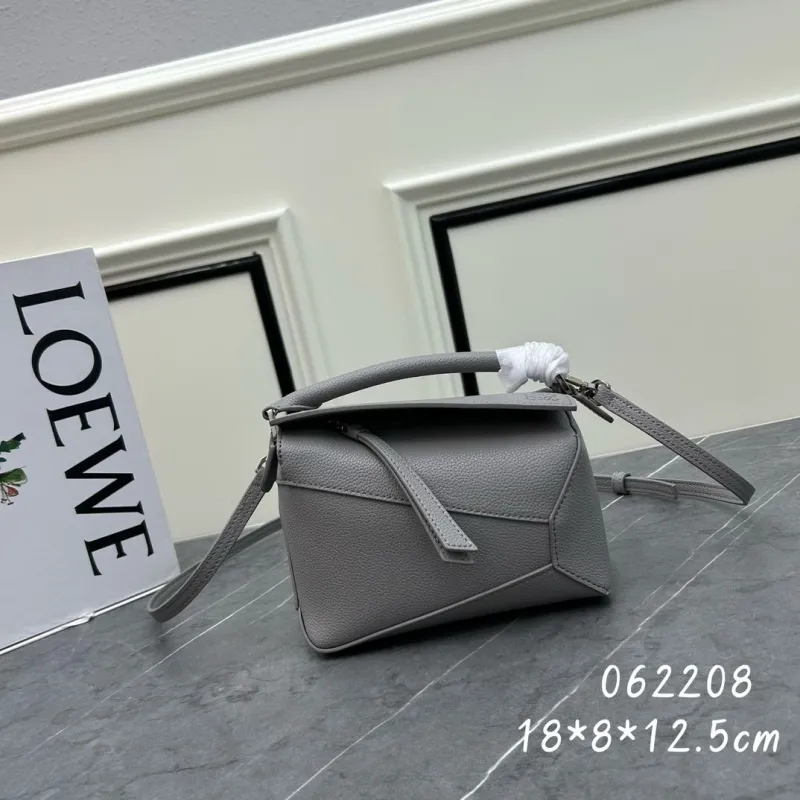 LOEWE Gray Handle Crossbody Leather Bag