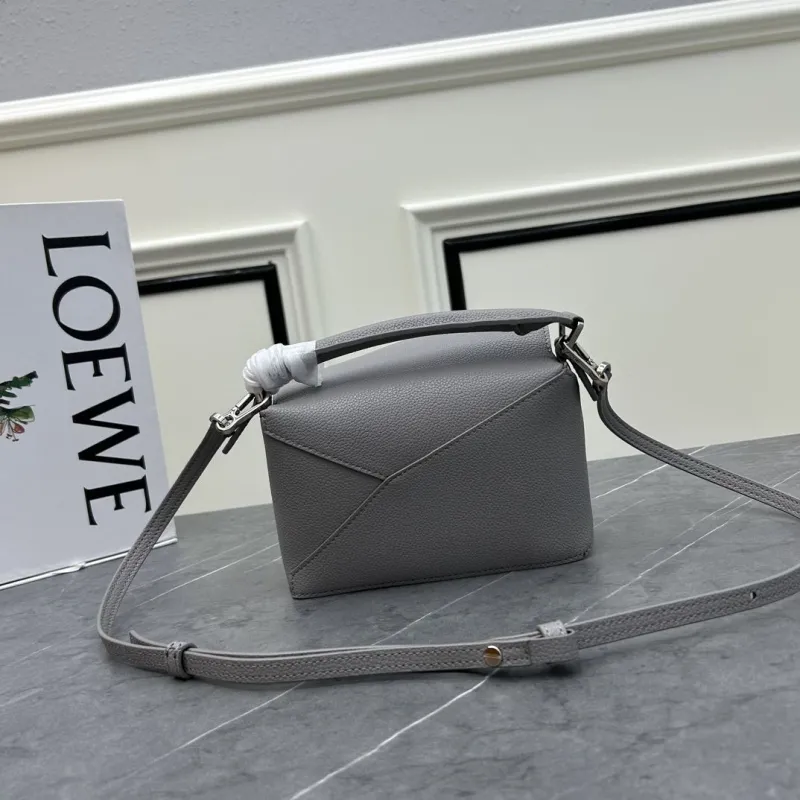 LOEWE Gray Handle Crossbody Leather Bag - Image 3