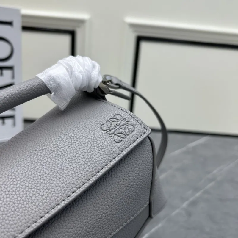 LOEWE Gray Handle Crossbody Leather Bag - Image 4