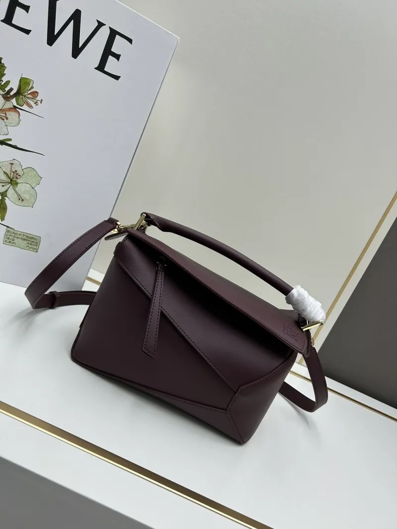 Loewe Burgundy Leather Handle Crossbody Bag 936