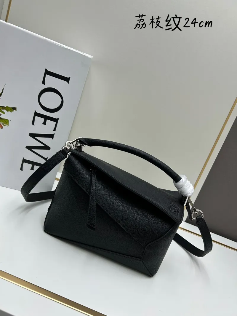 LOEWE Black Leather Handbag 24cm