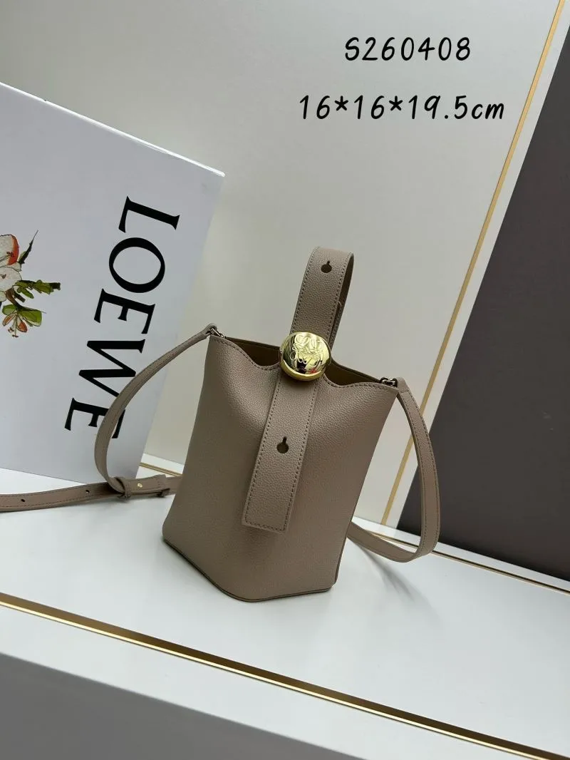 LOEWE S260408 Small Taupe Bucket Bag