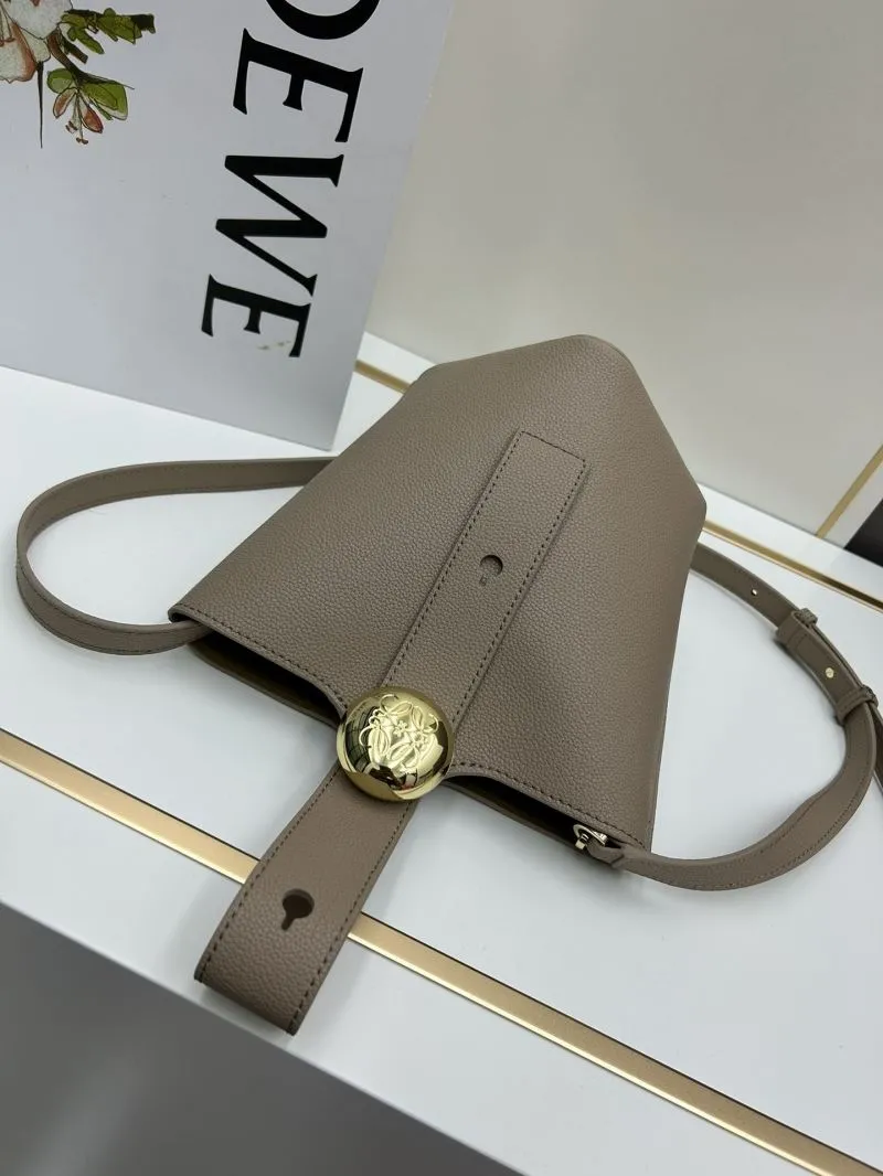 LOEWE S260408 Small Taupe Bucket Bag - Image 4
