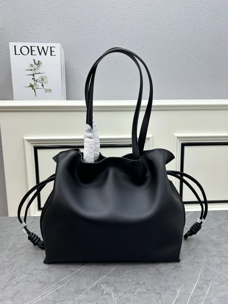 LOEWE Black Leather Tote Bag S061 - Image 3