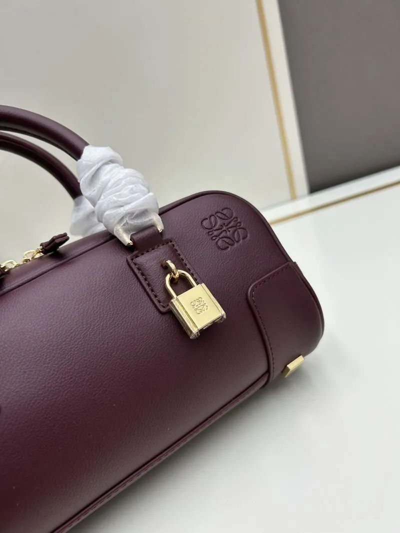 Alternative view of LOEWE Burgundy Leather Top Handle Shoulder Bag with Lock