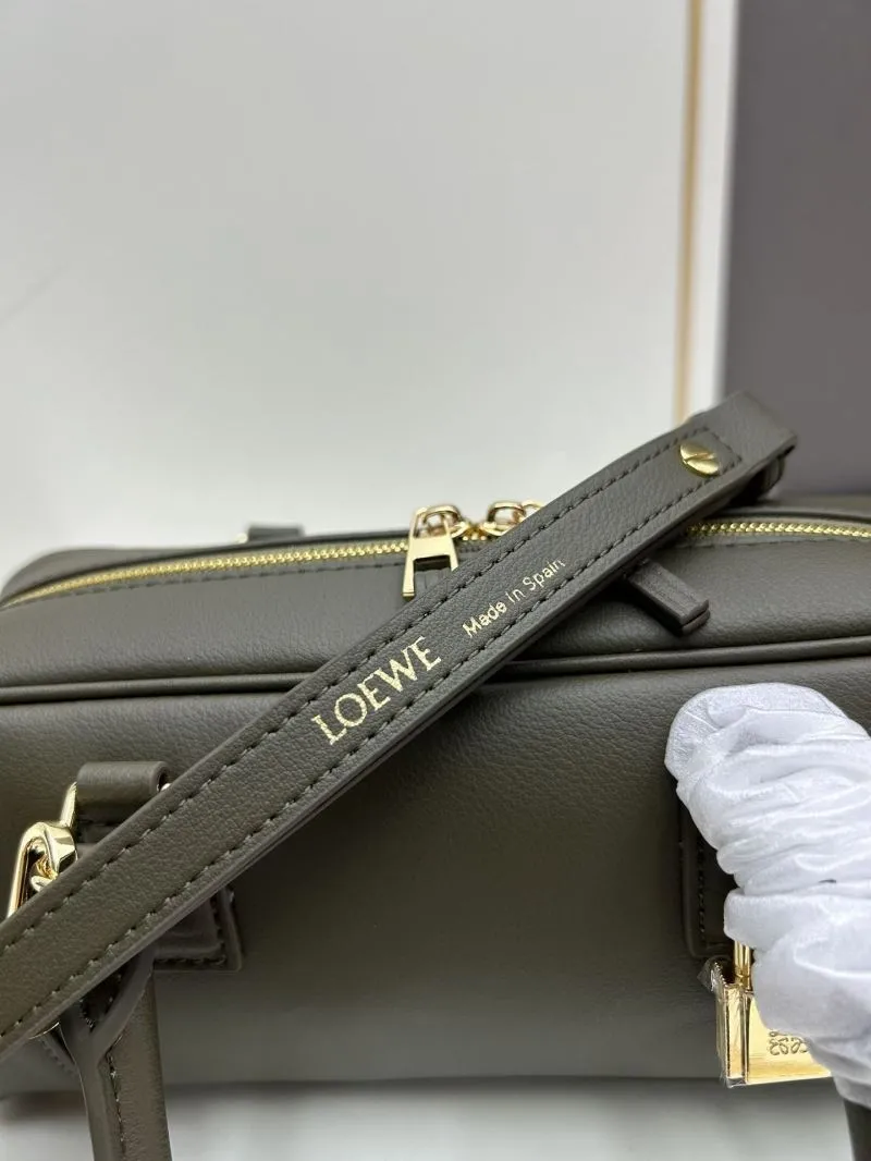 Loewe Mini Olive Leather Handbag with Strap 953 - Image 4