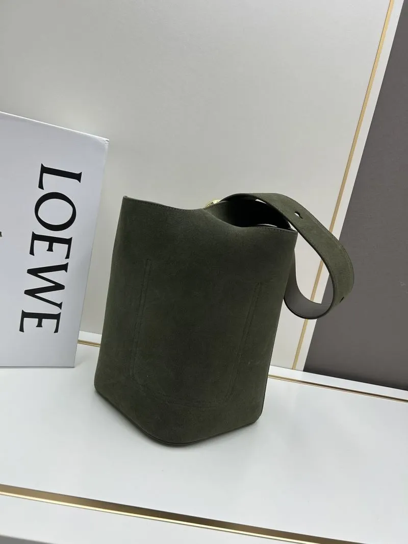 Loewe Olive Green Suede Bucket Bag 652288 - Image 3