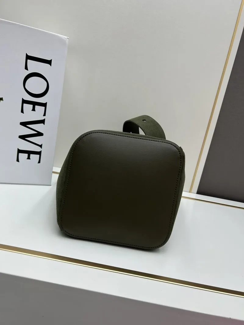 Loewe Olive Green Suede Bucket Bag 652288 - Image 4