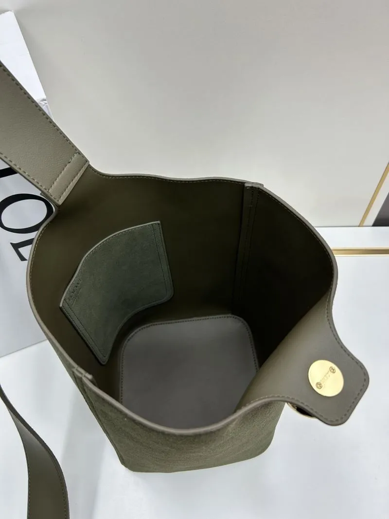 Loewe Olive Green Suede Bucket Bag 652288 - Image 7