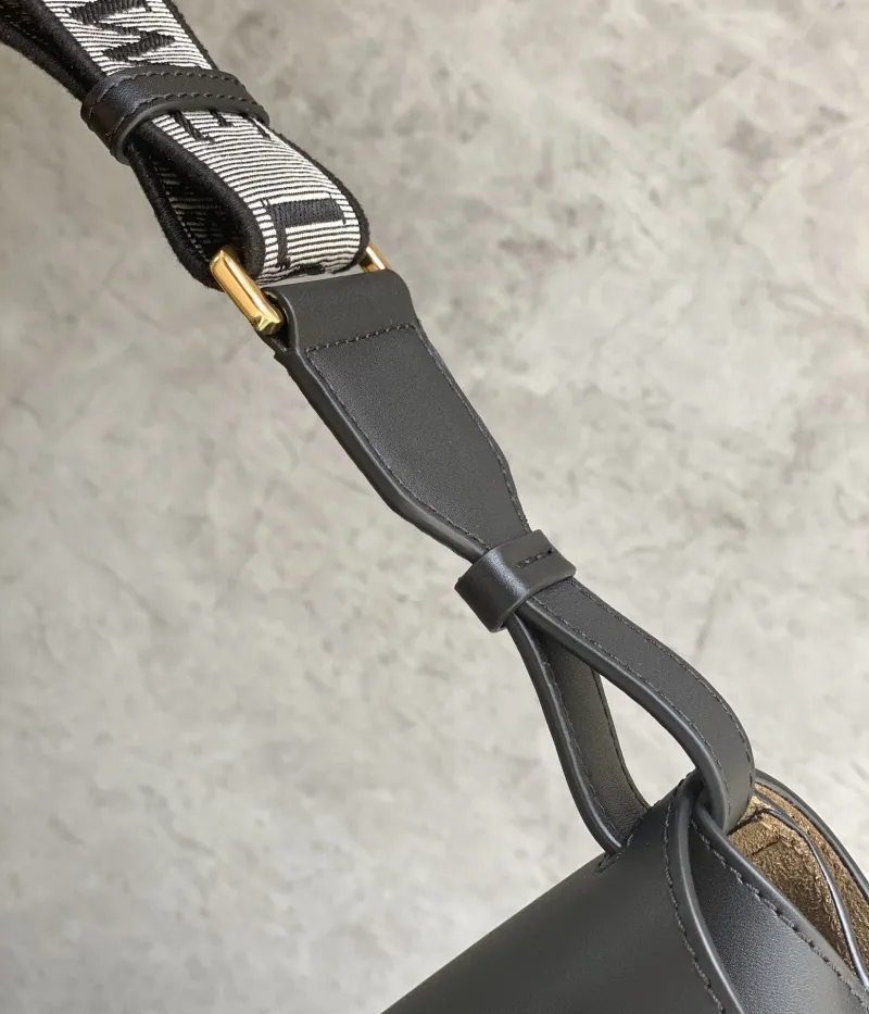 LOEWE Black Leather Saddle Crossbody Bag - Image 9