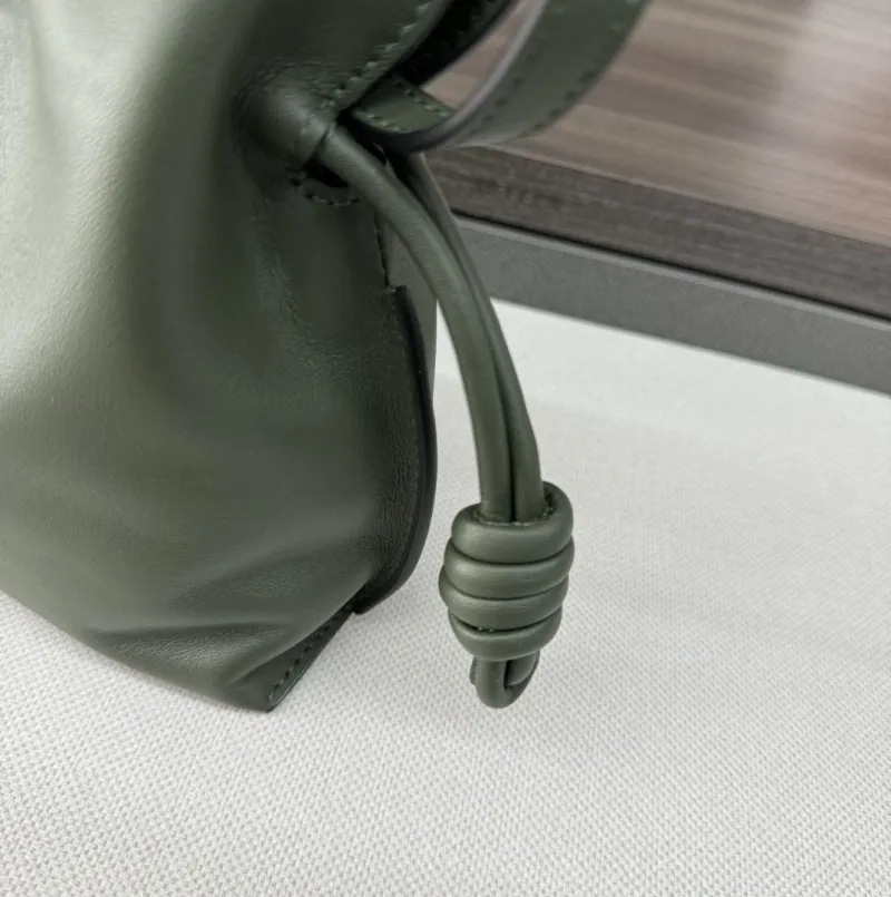 LOEWE Olive Green Crossbody Satchel Bag - Image 6
