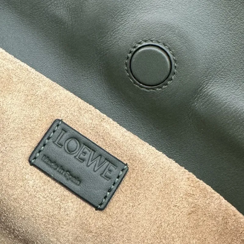 LOEWE Olive Green Crossbody Satchel Bag - Image 9