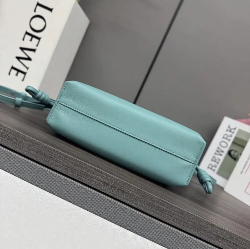 LOEWE Teal Leather Crossbody Satchel Bag - Image 4