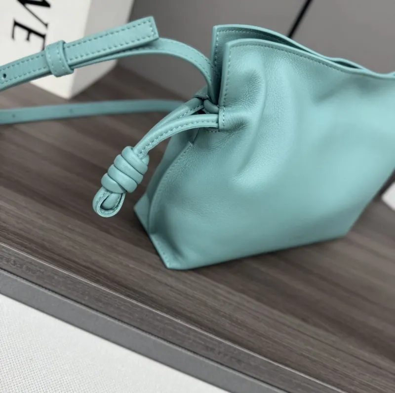 LOEWE Teal Leather Crossbody Satchel Bag - Image 6