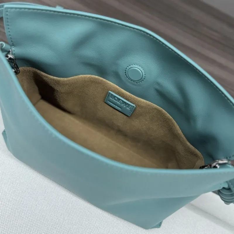 LOEWE Teal Leather Crossbody Satchel Bag - Image 8