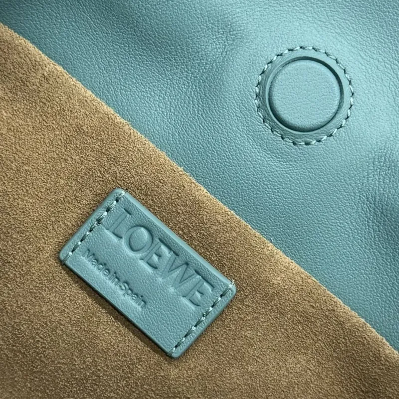 LOEWE Teal Leather Crossbody Satchel Bag - Image 9
