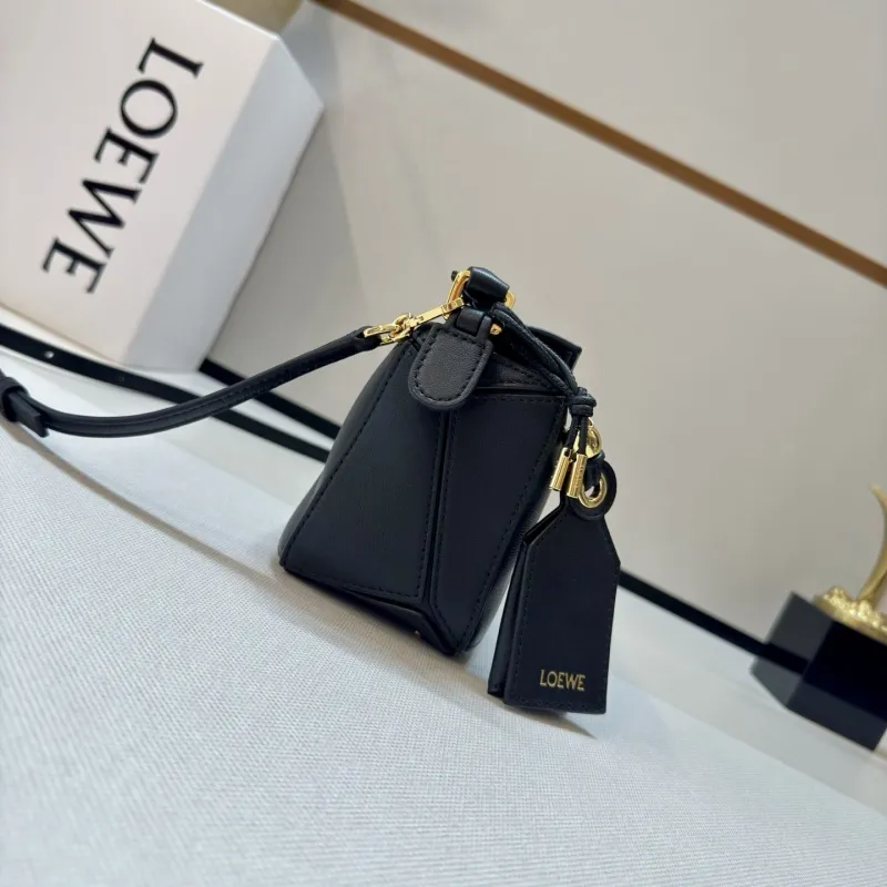 LOEWE Black Mini Leather Satchel Crossbody Bag - Image 4