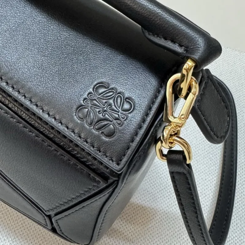 LOEWE Black Mini Leather Satchel Crossbody Bag - Image 5