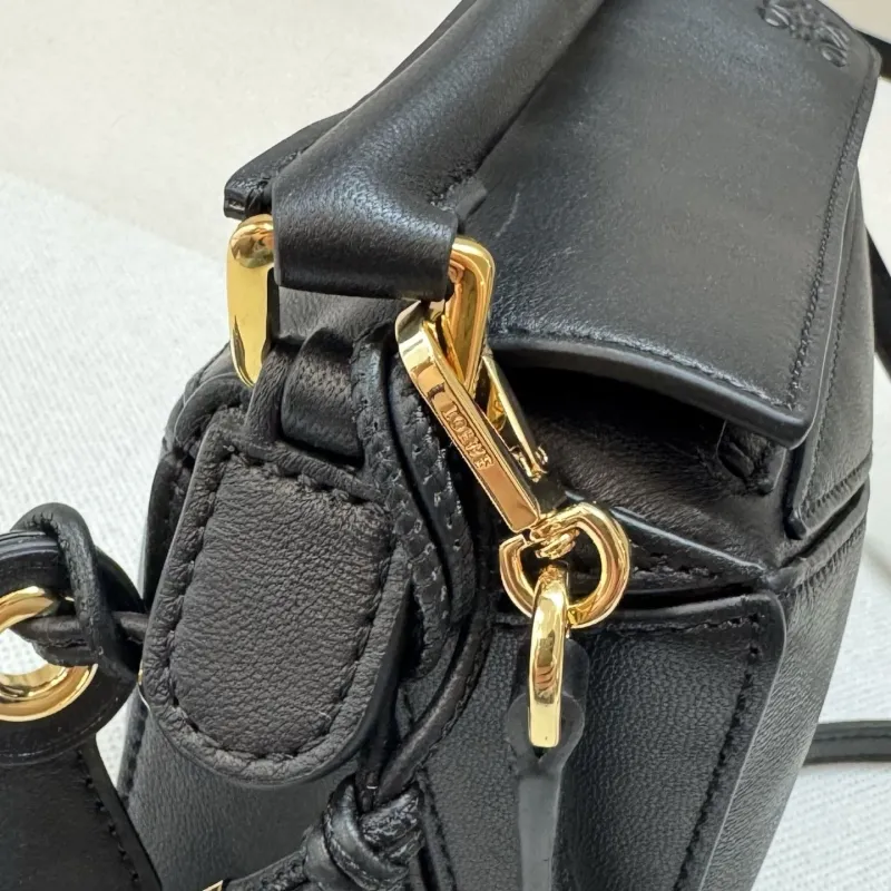 LOEWE Black Mini Leather Satchel Crossbody Bag - Image 6