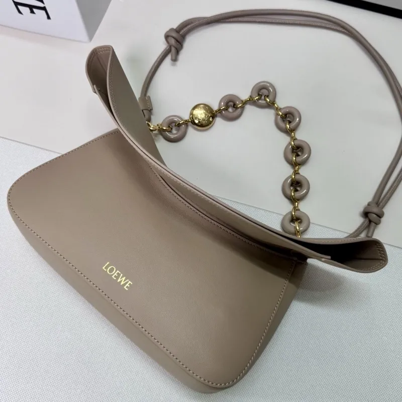 LOEWE Beige Leather Satchel Shoulder Bag - Image 5