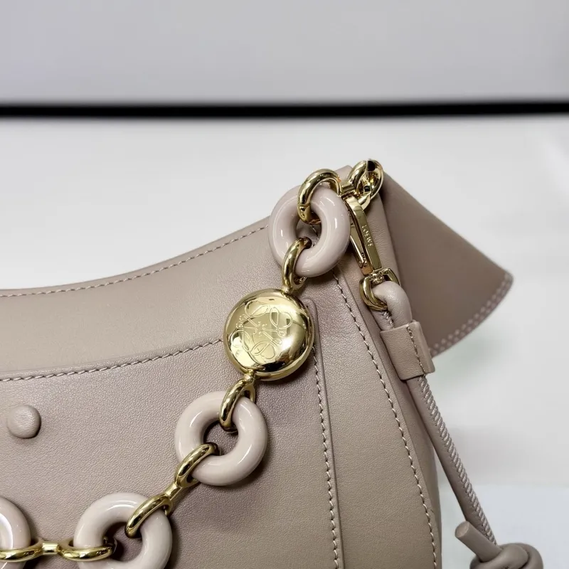 LOEWE Beige Leather Satchel Shoulder Bag - Image 6